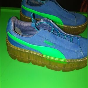 Puma Fenty Creeper Blue and Green Platform Sneakers Size 6